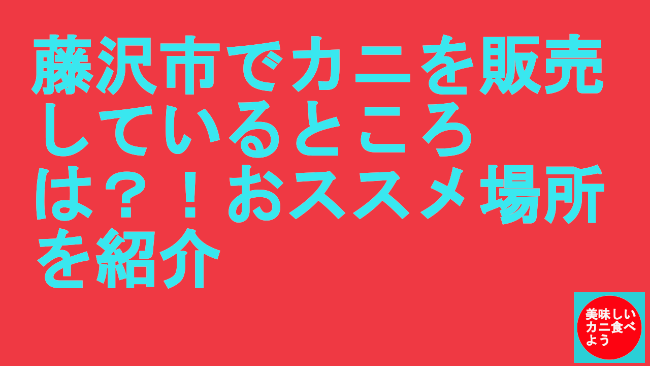 藤沢でカニを販売している場所