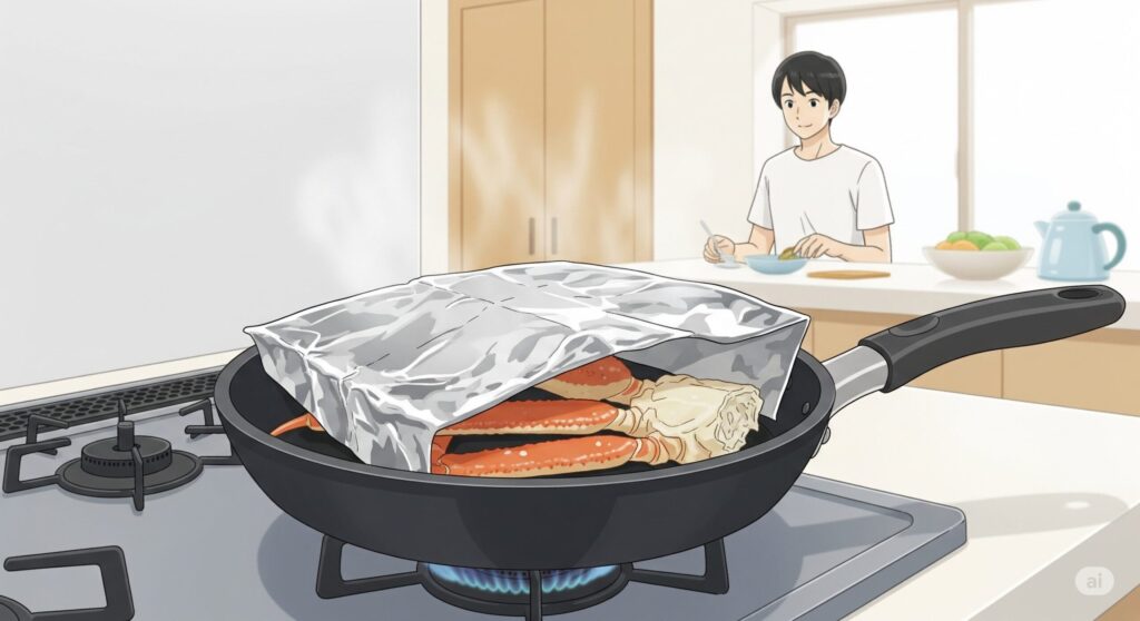 初心者でも安心なカニをフライパンで焼く