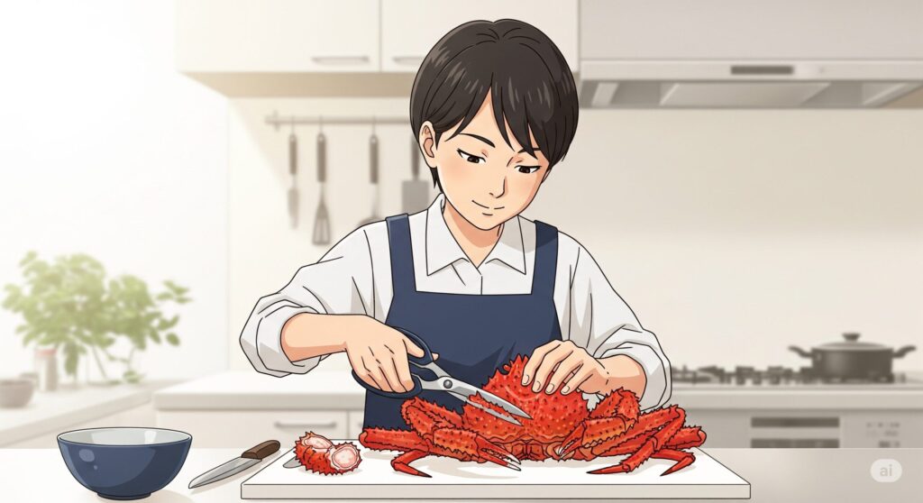 基本的な花咲ガニの鍋の食べ方