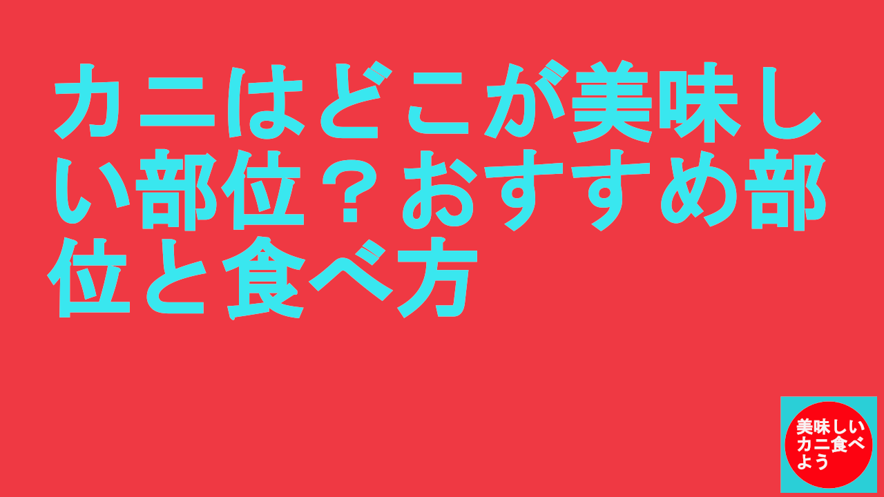 カニはどこが美味しい部位？おすすめ部位と食べ方