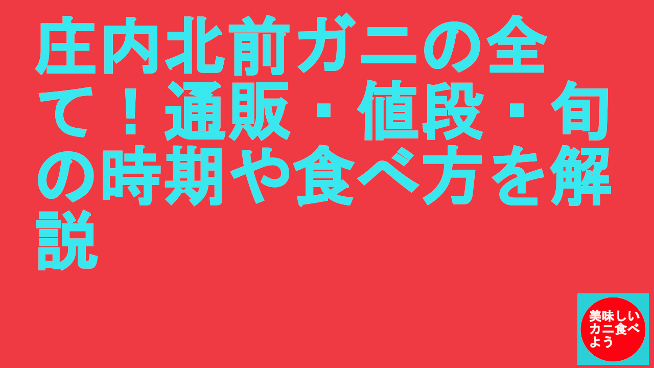 庄内北前ガニの全て！通販・値段・旬の時期や食べ方を解説