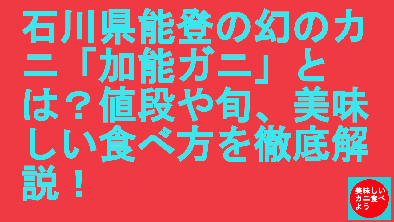 石川県能登の幻のカニ「加能ガニ」とは？値段や旬、美味しい食べ方を徹底解説