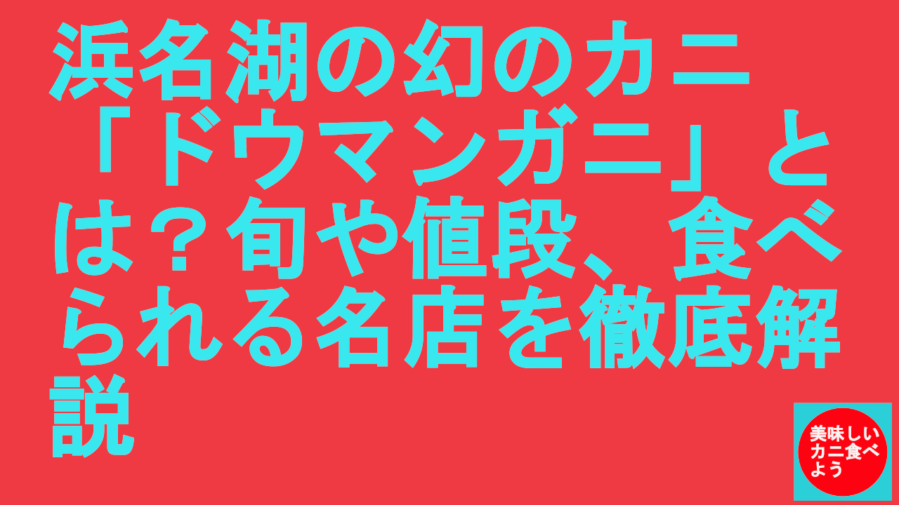 浜名湖の幻のカニ「ドウマンガニ」とは？旬や値段、食べられる名店を徹底解説