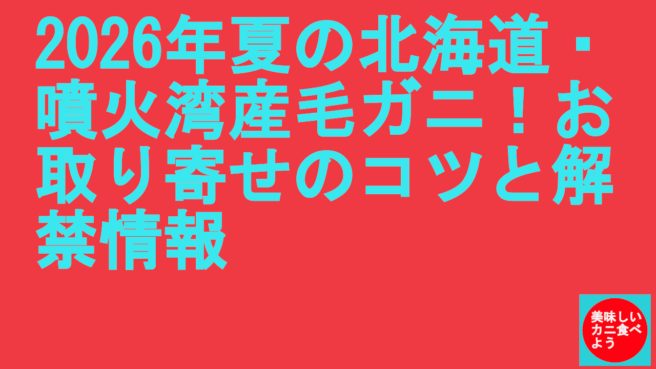 2026年夏の北海道・噴火湾産毛ガニ