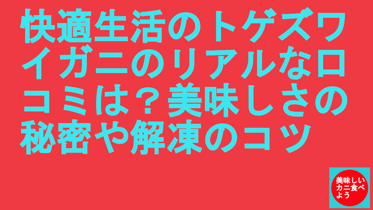 快適生活のトゲズワイガニ